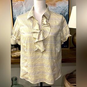 2/$20 Pretty Ruffled Satiny Blouse Top 16P 16 Petite